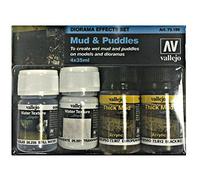 Vallejo Set Effets Diorama Boue et Flaques d'eau, 4 Flacons