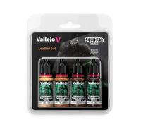 Vallejo Squidmar Color Cuero Lot de 4 peintures acryliques de 18 ml pour miniatures (74.235, 74.240, 74.242 et 74.243) : cuir et matières organiques, au pinceau et aérographe
