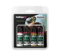 Vallejo Squidmar Color Peau d'Orc Lot de 4 peintures acryliques de 18 ml pour miniatures (74.202, 74.232, 74.233 et 74.234) : peau verte aux lumières intenses et contrastées
