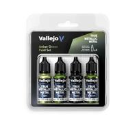 Vallejo True Metallic Metal - Set Amber Green - Peinture Acrylique Métallisée pour Figurines - 4 Flacons de 18 ML (Light, Base, Shade, Airbrush)