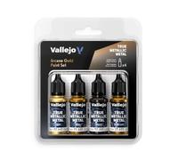 Vallejo True Metallic Metal - Set Arcane Gold - Peinture Acrylique Métallisée pour Figurines - 4 Flacons de 18 ml (Light, Base, Shade, Airbrush)