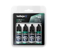 Vallejo True Metallic Metal - Set Beetle Green - Peinture Acrylique Métallisée pour Figurines - 4 Flacons de 18 ML (Light, Base, Shade, Airbrush)