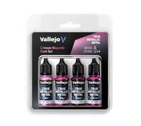 Vallejo True Metallic Metal - Set Crimson Magenta - Peinture Acrylique Métallisée pour Figurines - 4 Flacons de 18 ML (Light, Base, Shade, Airbrush)