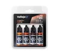 Vallejo True Metallic Metal - Set Forged Red - Peinture Acrylique Métallisée pour Figurines - 4 Flacons de 18 ML (Light, Base, Shade, Airbrush)