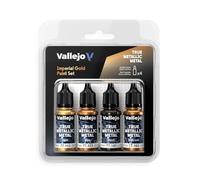 Vallejo True Metallic Metal Set Peinture Acrylique Or Impérial, 4 x 18 ml avec Compte-Gouttes pour Aérographe et Pinceau, Modélisme et Figurines