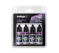 Vallejo Peinture Métallique Améthyste Violet Set de 4 Couleurs pour Métaux, Inclut BASE, LIGHT, SHADE et AIRBRUSH, Système BSL, Résultats Cohérents