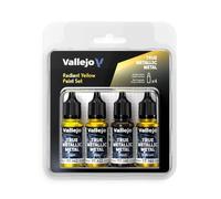 Vallejo True Metallic Metal - Set Radiant Yellow - Peinture Acrylique Métallisée pour Figurines - 4 Flacons de 18 ML (Light, Base, Shade, Airbrush)