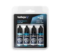 Vallejo True Metallic Metal - Set vert scarabée - Peinture acrylique métallisée pour miniatures - 4 flacons de 18 ml (Light, Base, Shade, Airbrush)