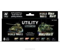 Vallejo World War II & World War III 070201 Lot de 8 Accessoires de modélisme 17 ML