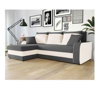 Valos - canapé d'angle réversible - 4 places - convertible avec coffre - en velours - Gris / Blanc