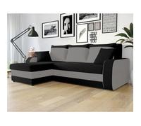 Valos - canapé d'angle réversible - 4 places - convertible avec coffre - en velours - Noir / Gris