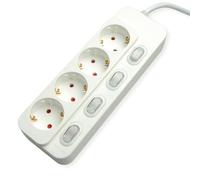 VALUE Bâti de Prises 4X avec interrupteurs individuels, Blanc, 1,5 m