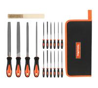 ValueMax Ensemble de Limes 17 Pièces, 4 Grandes Limes et 12 Limes Aiguilles, Lime Plate/Ronde/Demi-ronde/Triangulaire/Carrée avec Brosse Métallique, Lime pour Métal, Bois, Plastique