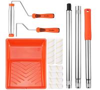 ValueMax Kit de 12 rouleaux de peinture avec plateau, cadres de rouleau de 22,9 cm et 10,2 cm, 6 housses de rechange en microfibre de 0,9 cm, 3 rallonges en acier inoxydable, pour murs, plafonds, sols