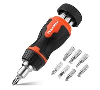 ValueMax Tournevis à Cliquet Court, Stubby Compact avec Embouts Magnétiques, Tournevis de Poche pour Espaces Serrés