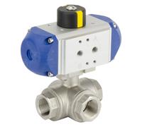 Valve à bille pneumatique G1/2'' 3 voies en L en acier inoxydable fermée par ressort - BL3SA