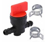 Valve d'arrêt de carburant pour tondeuse à gazon, robinet à essence avec 2 pinces, compatible tuyau de 6 à 8 mm, accessoire de jardin durable pour moteurs essence et diesel
