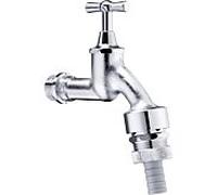 valve de sortie Schell avec poignée à genouillère 034170399 avec clapet anti-retour, aérateur de tuyau, chrome mat