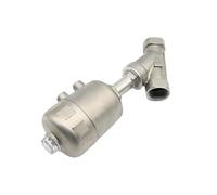 Valve pneumatique en acier inoxydable Vannes à siège incliné piston 2/2 voies, vanne pneumatique fileté double effet DN25, 1 pièce