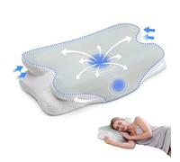 Valyrane Oreiller Cervical Ergonomique, Coussin Ergonomique Cervical, Coussin cervicales douloureuses, Oreiller Cervical 2 en 1 en Mousse à mémoire de Forme (62 x 41 x 10/8cm)