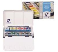 Vangogh Set de peinture aquarelle boîte métal, 12 demi godets