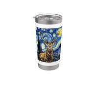 Van Gogh Peinture Cerf Nuit étoilée Art Cerf Gobelet isotherme en acier inoxydable double paroi