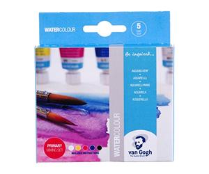 Van Gogh Watercolour Primary Mixing Set - 5 x 10 ml Tubes - Couleurs brillantes pour artistes - Haute pigmentation et résistance à la lumière