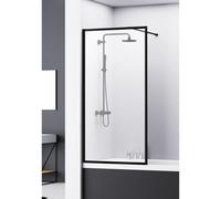 Van Rijn Products ST04 Paroi de baignoire - 80x160cm - profil en aluminium noir encadré ST04800