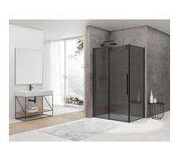 Van Rijn Products ST06 porte coulissante Softclose avec verre fumé de 8 mm 138,5x200 cm pour combinaison avec mur incluant poignée noire ST06350140ZWGR