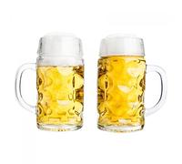 Van Well Lot de 2 chopes de bière de 1 litre | Grande chope avec poignée | Passe au lave-vaisselle, parfaite pour la restauration