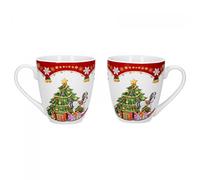 Van Well Lot de 2 tasses à café en porcelaine de 530 ml - Motif de Noël