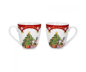 Van Well Lot de 2 tasses à café en porcelaine de 530 ml - Motif de Noël