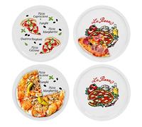 Van Well Lot de 4 plats à pizza en porcelaine Napoli & Margherita 30,5 cm pour pizza ou pâtes