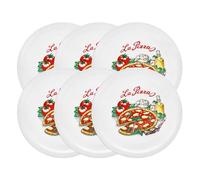 Van Well Lot de 6 assiettes à pizza italiennes Napoli - Assiettes XL en porcelaine ø 30,5 cm pour pizza et pâtes - Convient au micro-ondes, lavable au lave-vaisselle, bien empilables - Vaisselle pour