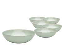 Van Well Lot de 6 bols Urban de 19 cm, verts, en grès, pour pâtes, soupe, salade poke ou céréales