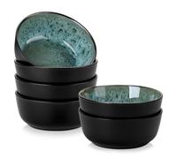 vancasso AMBER Lot de 6 bols à céréales en grès 840 ml | Ensemble de bols à dessert, bols à salade, soupes, bols à pâtes, passent au micro-ondes et au lave-vaisselle, bleu pétrole