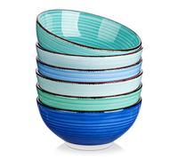vancasso BONITA Lot de 6 Bols à Céréales En Grès，820ml, 16.3cm x 7.2cm, Bols à Soupe Ramen Passent Au Lave-Vaisselle Et Au Micro-Ondes