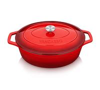 vancasso Cocotte Ovale en Fonte Émaillée 8L, 37cm, x13cm, 8.15kg, Marmite avec Couvercle Pour Tous Feux dont Induction Rouge