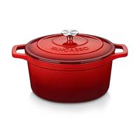 vancasso Cocotte Ronde en Fonte Émaillée 5L, 26cm, x13cm, 5.95kg, Marmite avec Couvercle Pour Tous Feux dont Induction Rouge