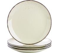 vancasso Navia Nature, Assiette plate en faïence, 4 pièces Assiette plate, Grande assiette plate, Aspect vintage, Couleur crème