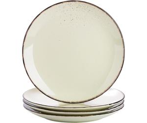 vancasso Navia Nature, Assiette plate en faïence, 4 pièces Assiette plate, Grande assiette plate, Aspect vintage, Couleur crème