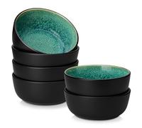 vancasso PLAYA - Lot de 6 Bols à Céréales en Grès de 900 ml à Design Moderne - Bol Petit-Déjeuner pour Céréales, Salade, Soupe, Ramen, Fruits ou Dessert - Adapté au Micro-Ondes - Glaçure Vert
