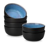 vancasso PLAYA - Lot de 6 Bols à Céréales en Grès de 900 ml à Design Moderne - Bol Petit-Déjeuner pour Céréales, Salade, Soupe, Ramen, Fruits ou Dessert - Adapté au Micro-Ondes - Glaçure Bleu