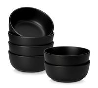 vancasso PLAYA - Lot de 6 Bols à Céréales en Grès de 900 ml à Design Moderne - Bol Petit-Déjeuner pour Céréales, Salade, Soupe, Ramen, Fruits ou Dessert - Adapté au Micro-Ondes - Glaçure Noir