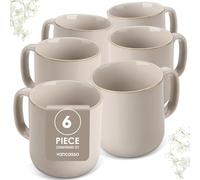 vancasso PLAYA Tasses à Café Espresso et Mugs en Gres à anses - 6 x 480 ml Mug pour Thé, Café, Cappuccino - Résistants au Lave-vaisselle et au Micro-ondes - Glaçure Gris