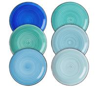 vancasso, Série Bonita, Assiette à Dessert en Céramique, 6 Pièces, Petite Assiette à Tapas, Pâtes, Gâteau, Style Minimaliste Multicoloré-Bleu Dégradé