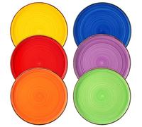 vancasso Série BONITA Lot de 6 Assiettes Petites 21.6cm, Bas Plat, Assiettes à dessert en Grès, Passe au Lave-vaisselle et au Micro-ondes, Assiettes à Salade pour Pates,Multicoloré