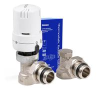 VANCOCO 1/2" Angulaire Blanc Vanne Thermostatique + Vanne de Retour Kit | Sonde liquide, raccord étanche, position protection anti-gel, norme EN215 accessoire robinet thermostatique
