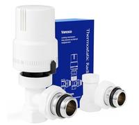 VANCOCO 1/2" Blanc Intégral Vanne Thermostatique + Vanne de Retour Kit | Sonde liquide, raccord étanche, position protection anti-gel, norme EN215 accessoire robinet thermostatique