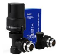 VANCOCO 1/2" Noir Intégral Vanne Thermostatique + Vanne de Retour Kit